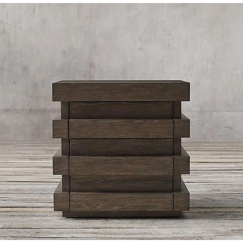 

Italian solid wood bedside table Nordic simple modern edge French countryside