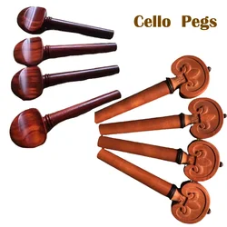 4pcs Cello Pegs with Engraving Carving Cello String Tuning Peg Rosewood Jujube Wood, High Quality Cello Accessoires