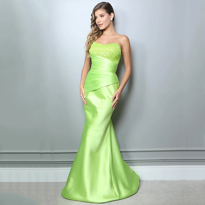 

Thinyfull 2024 Mermaid Prom Evening Dresses Strapless Sequines Night Dress Saudi Arabia Cocktail Party Prom Gowns Custom Size