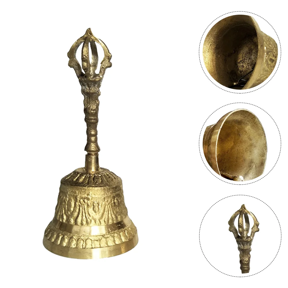 Hand Ring Bell Copper for Home Metal Multipurpose Simple Decor Interesting Unique Golden Call