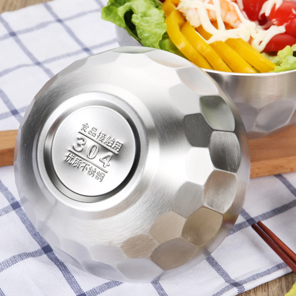 

Stainless Steel Tableware 304 Double Layer Insulated Thickened Bowl For Soup Salad Rice Food Silver 15.9Cm