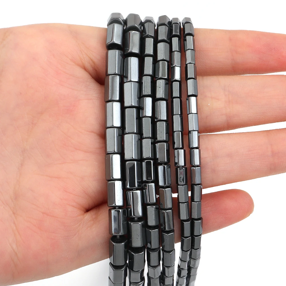 50-70pcs Hexagonal Column Faceted Natural Hematite Stone Beads for Jewelry Making Loose Spacer Beads DIY Bracelet Necklace