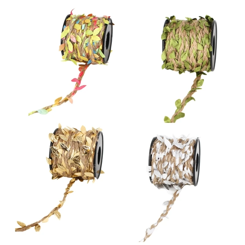 32.8Feet Natural Twine String Leaf Ribbon 10m Twine Leaf Rope for Wedding Party Home Decoration Gardening Packaging