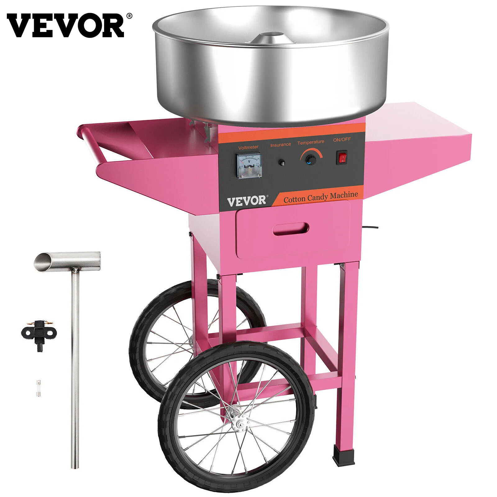 

Vevor Free Shipping Candy Floss Maker Cart Commercial Candyfloss Machine Cart with Stainless Steel Tray Floss Machine Cart