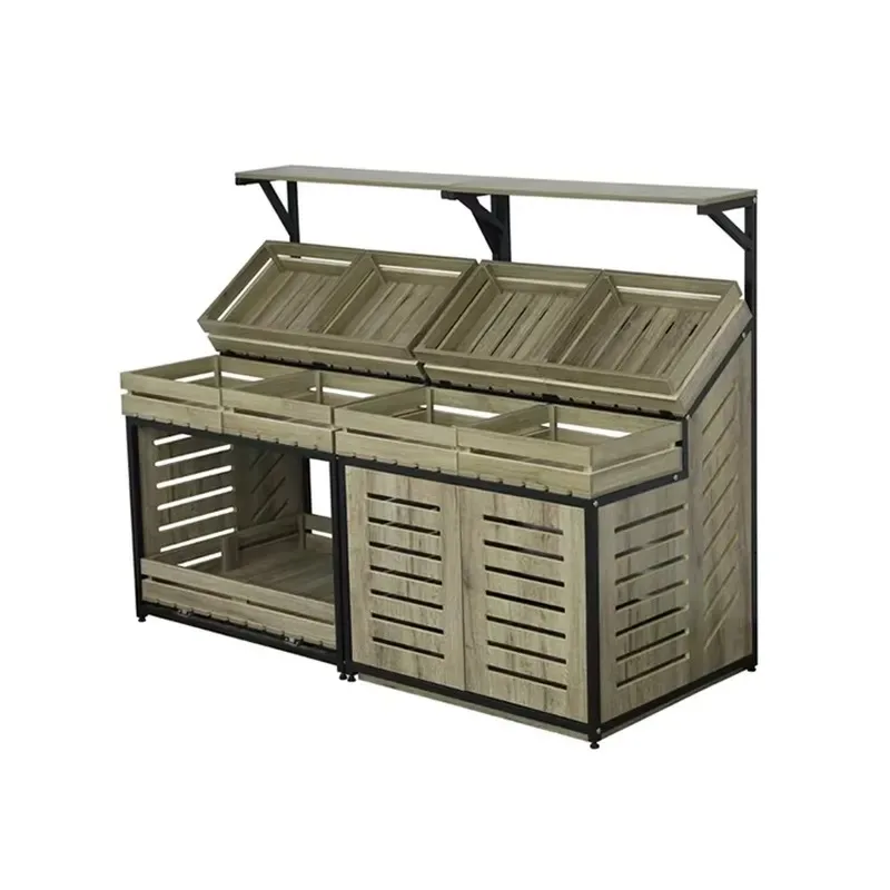 New arrivals Single-sided supermarket shelves Wooden display shelves Supermarket vegetable and fruit shelves