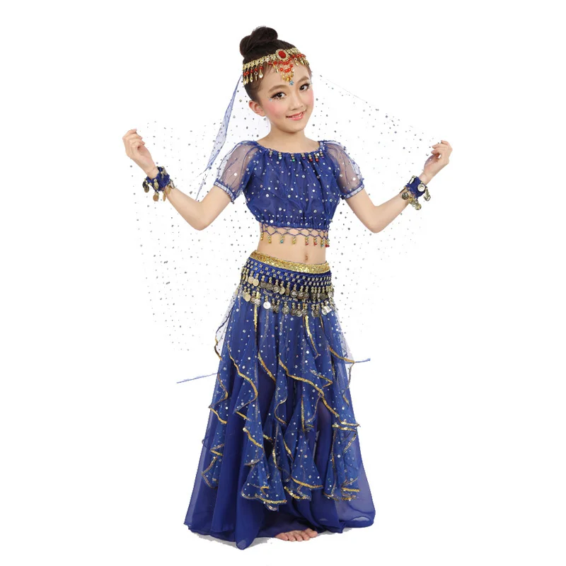 New Girl Kids Traje de Dança do Ventre Trajes de Dança Oriental Dançarina Roupas Trajes de Dança Indiana Para Crianças 3 pcs/set