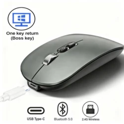 Dual Mode Bluetooth 2.4G Wireless Mouse One-Click Desktop Function Type-C Rechargeable Silent Mice for Laptop PC New