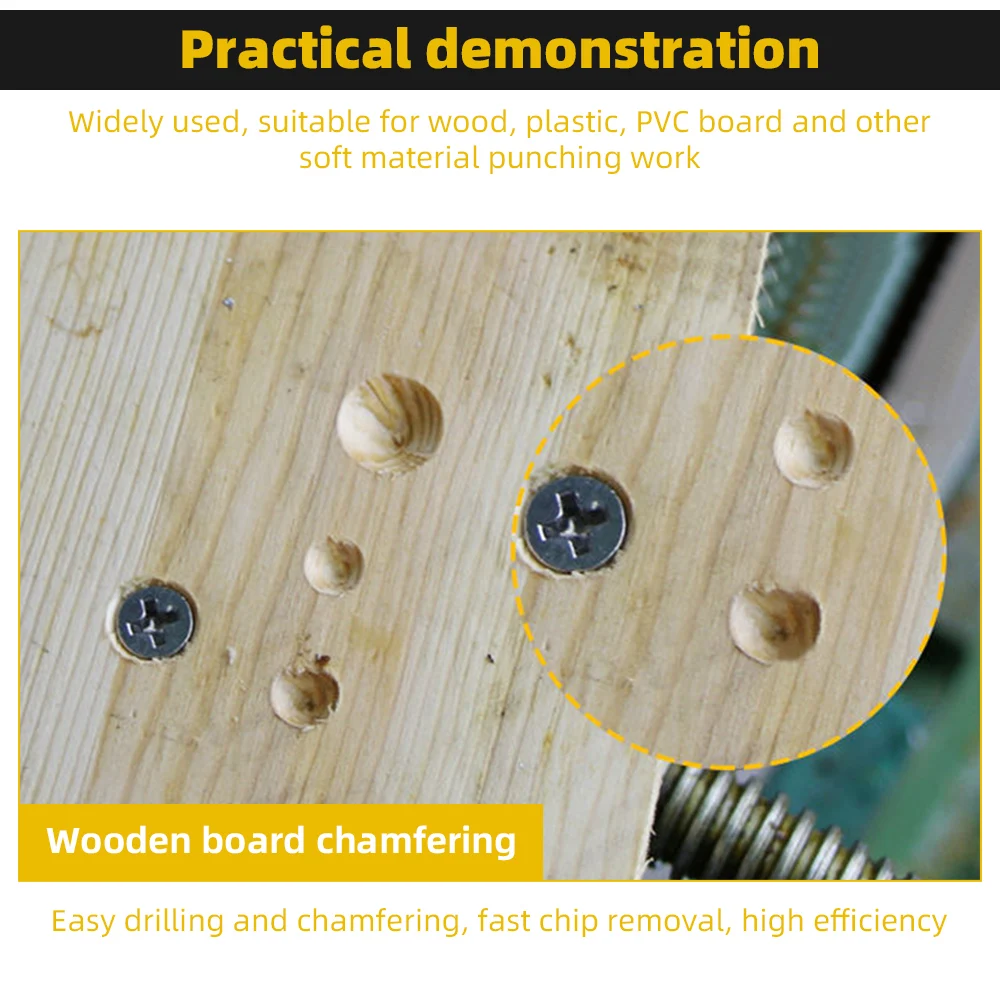 3/5PCS Hexagonal Shank Six-Blade Chamfering Tool Carbon Steel Sandblasting Knife Woodworking Hole Opener Countersink