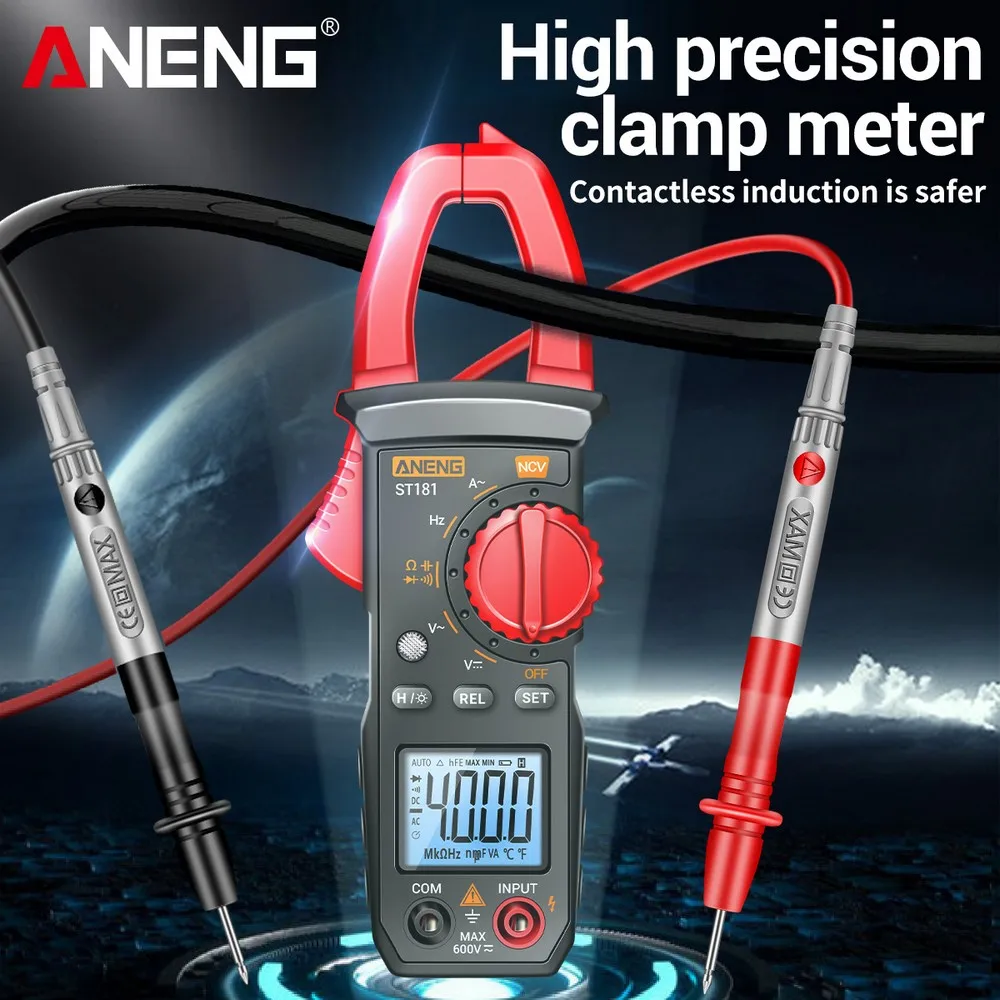 ANENG Smart Clamp Meter Multimeter 4000 Counts 400A AC Current DC Voltage Ammeter Hz Capacitance Resistance Ohm Test tools ST181