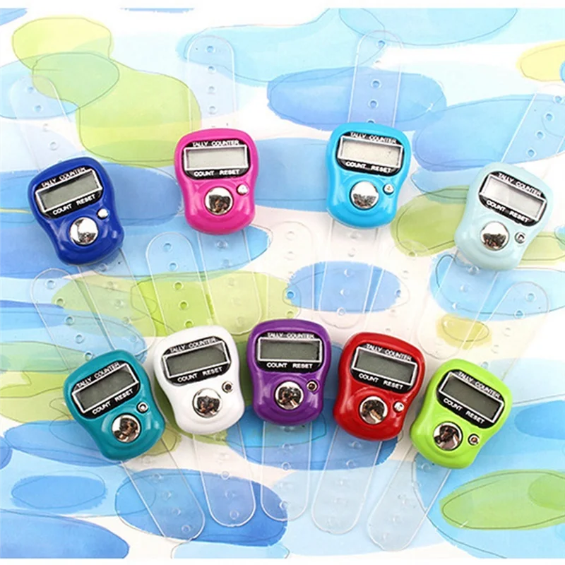 Precisionn LCD Electronic Finger Hand Ring Knitting Row Tally Counter Pedometer Digital Hand Tally Counter Random Color