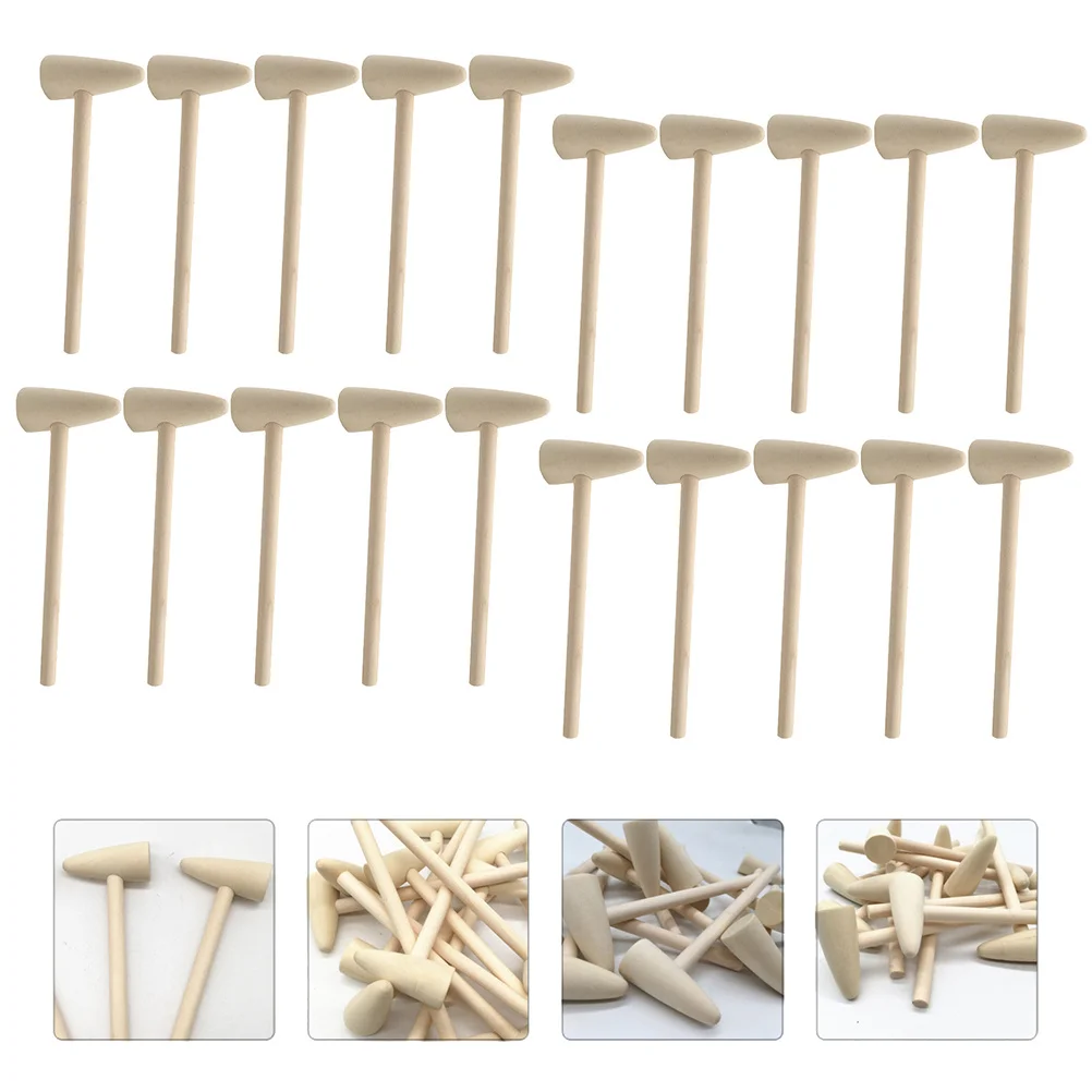 20 pezzi mini martello di legno piccoli mazze per bambini martello di legno per bambini strumento artigianale fai da te gioco di martellatura di attività per l'asilo