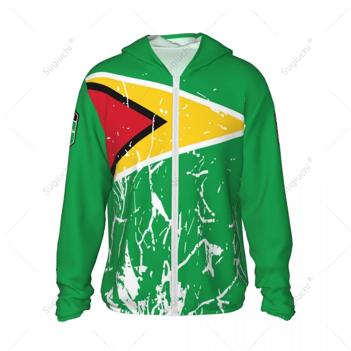 Guyana Flag Sun Protection Hoodie Sunscreen Clothes Fishing Cycling Running Quick Dry Long Sleeve With Zipper Polyester