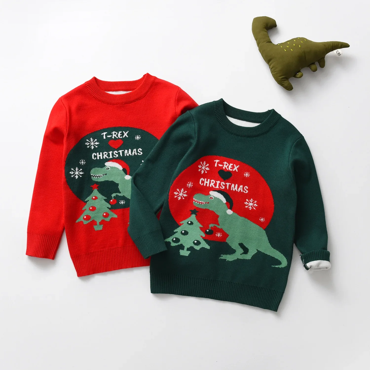 Christmas Kids Bottomed Sweater Winter Boys Girls Cotton Pullover Knit Clothes Autumn Children Print Warm Knitwear 2-6 Years