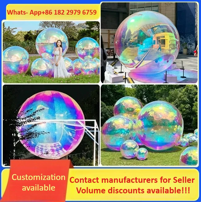 0.3-4m Multicolor Golden Giant 2-Layer PVC Metallic Balloons Big Shiny Inflatable Mirror Ball for Decorative Gold/Silver/Pink