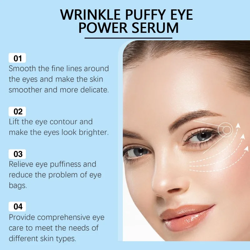 Esencia de polvo antiarrugas para ojos, belleza, hidratante, reafirmante, antiojeras, bolsas para ojos, eliminación, cuidado de los ojos, suero portátil