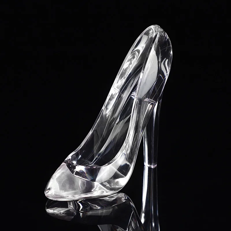 Zapatos de cristal de Cenicienta para niños, figuritas de boda de tacón alto, adornos en miniaturas, tacones, decoración del hogar, regalo de cumpleaños