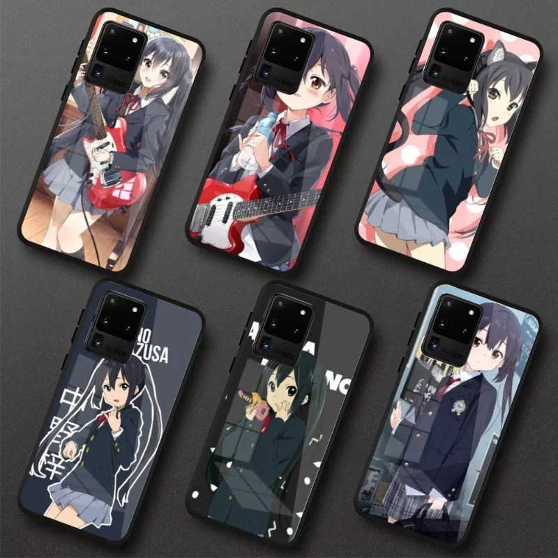 K-ON Nakano Azusa Phone Case for Samung S23 S22 S21 Pro Ultra A13 A33 A53 NOTE 20 PC Glass Phone Cover Funda