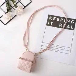 New Mini Coin Purse PU Leather Portable Shoulder bag Lightweight Solid Color Cash Wallet Headset