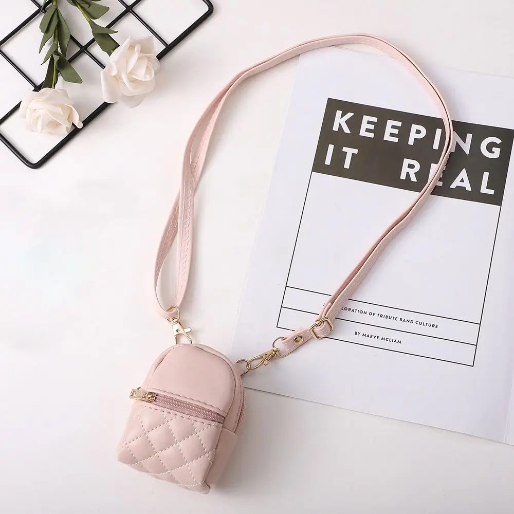 New Mini Coin Purse PU Leather Portable Shoulder bag Lightweight Solid Color Cash Wallet Headset