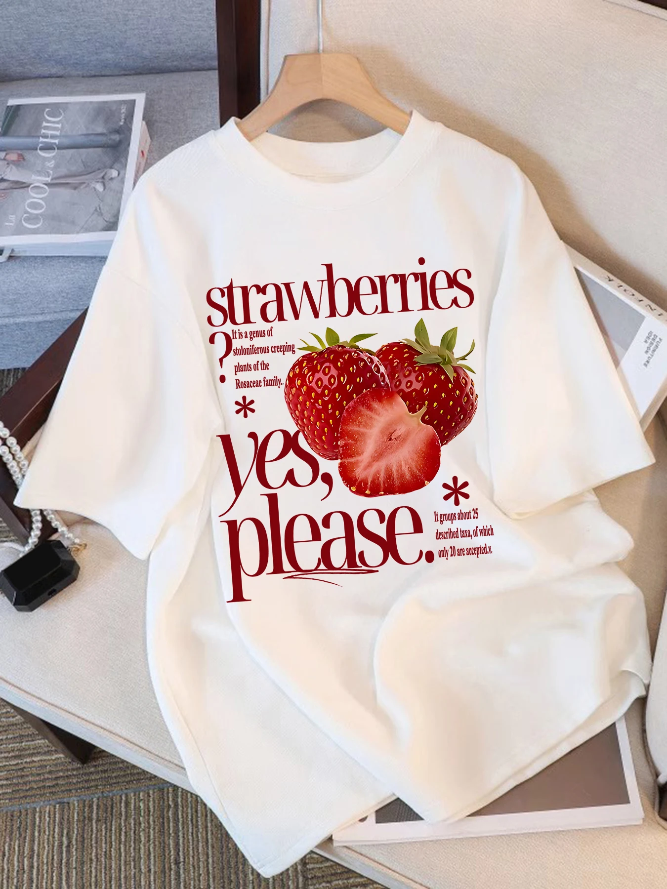 Erdbeeren Ja Bitte Drucken Grundlagen T Shirt Frauen Sommer Hip Hop T Oansatz Casual Oversize Kurzarm Baumwolle Weiche Kleidung