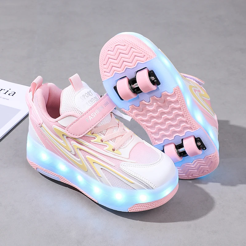 

New Summer Viral Heelys: 4-Wheel Detachable (Girls), 2-Wheel (Boys) – Student Transformable Kids' Wheeled Shoes