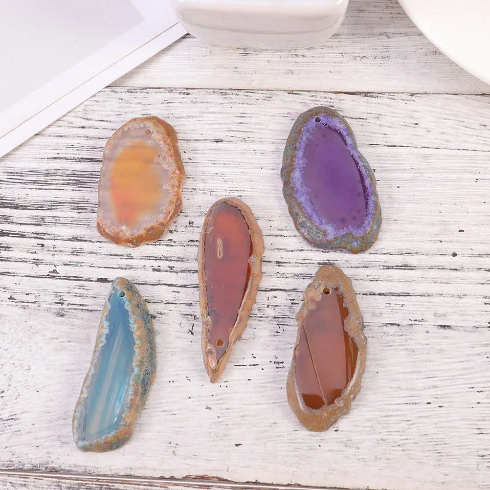 

15 шт. разноцветных срезов агата, натуральные камни для подвесок, ветряных колокольчиков, домашнего декора, поделок, оптом