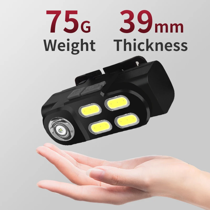 Portable Mini Headlamp XPE+4COB LED Headlight USB Rechargeable Use 18650 Battery Camping Light Night Fishing Lantern