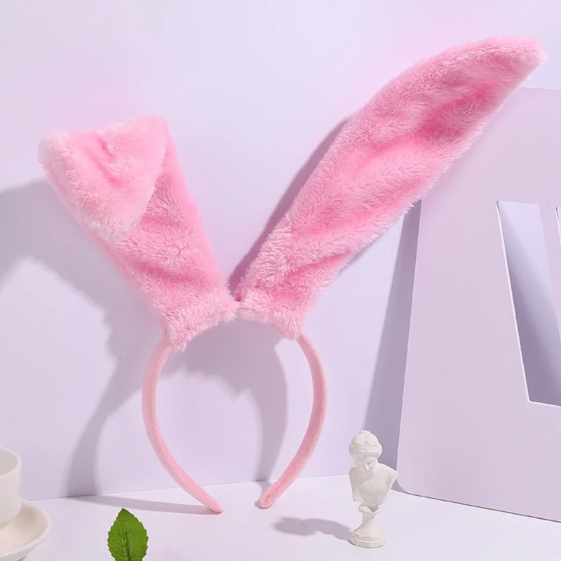 Bandeau en peluche douce en forme d'oreille de lapin pour femmes, accessoire de déguisement Cosplay, de fête de pâques et d'halloween