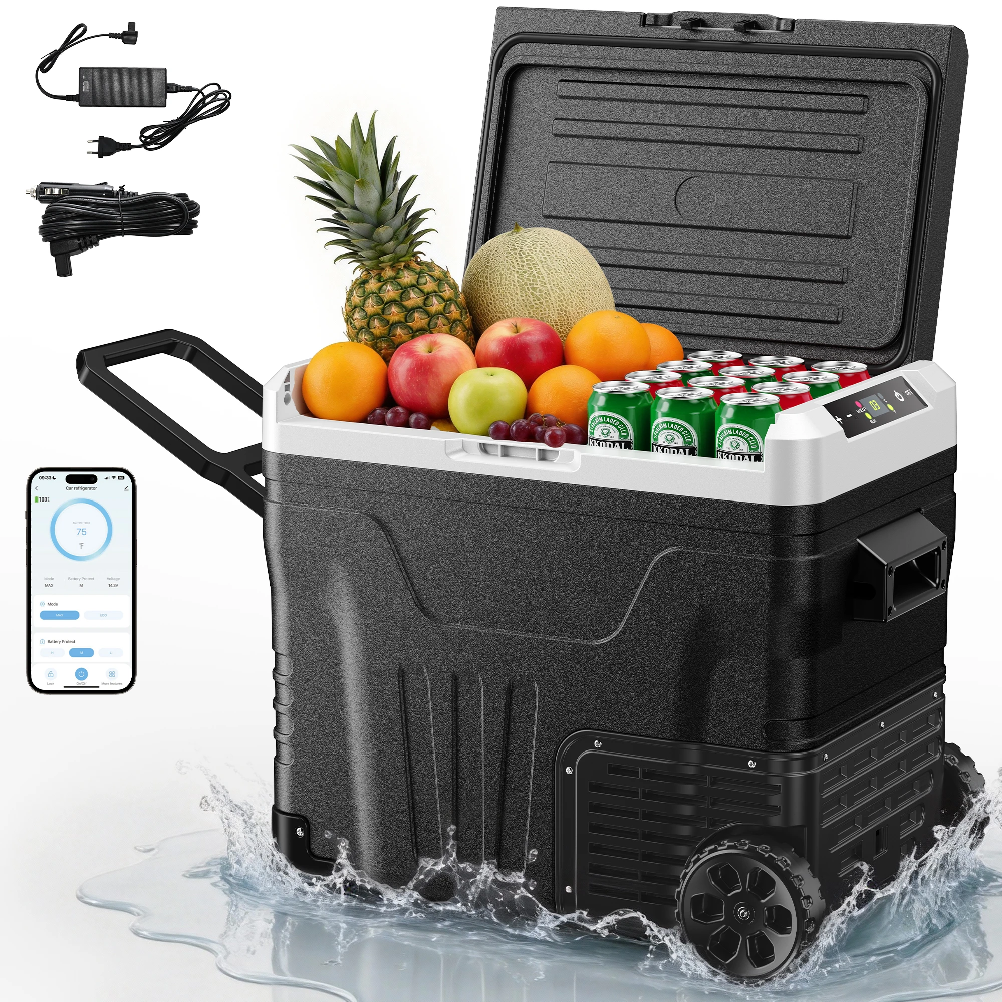 EUHOMY 50L Car Refrigerator Portable Mini Car Fridge Freezer Compressor Cooler Dual Zone 12/24VDC For Outdoor Camping Travelling