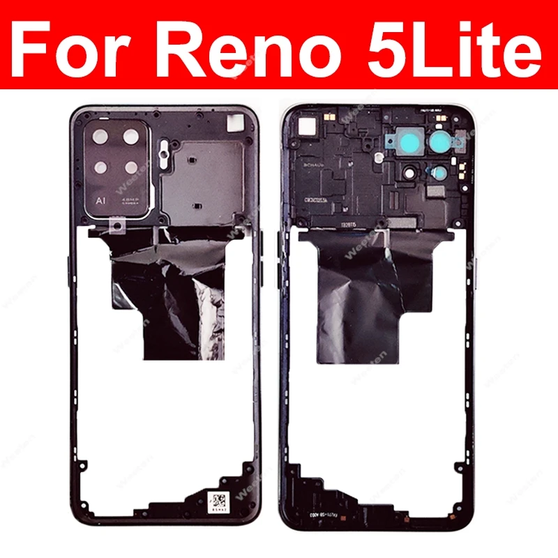 Middle Frame Housing Cover For OPPO Reno 5 Lite Back Cover Battery Door Housing with Lens Replacement Parts