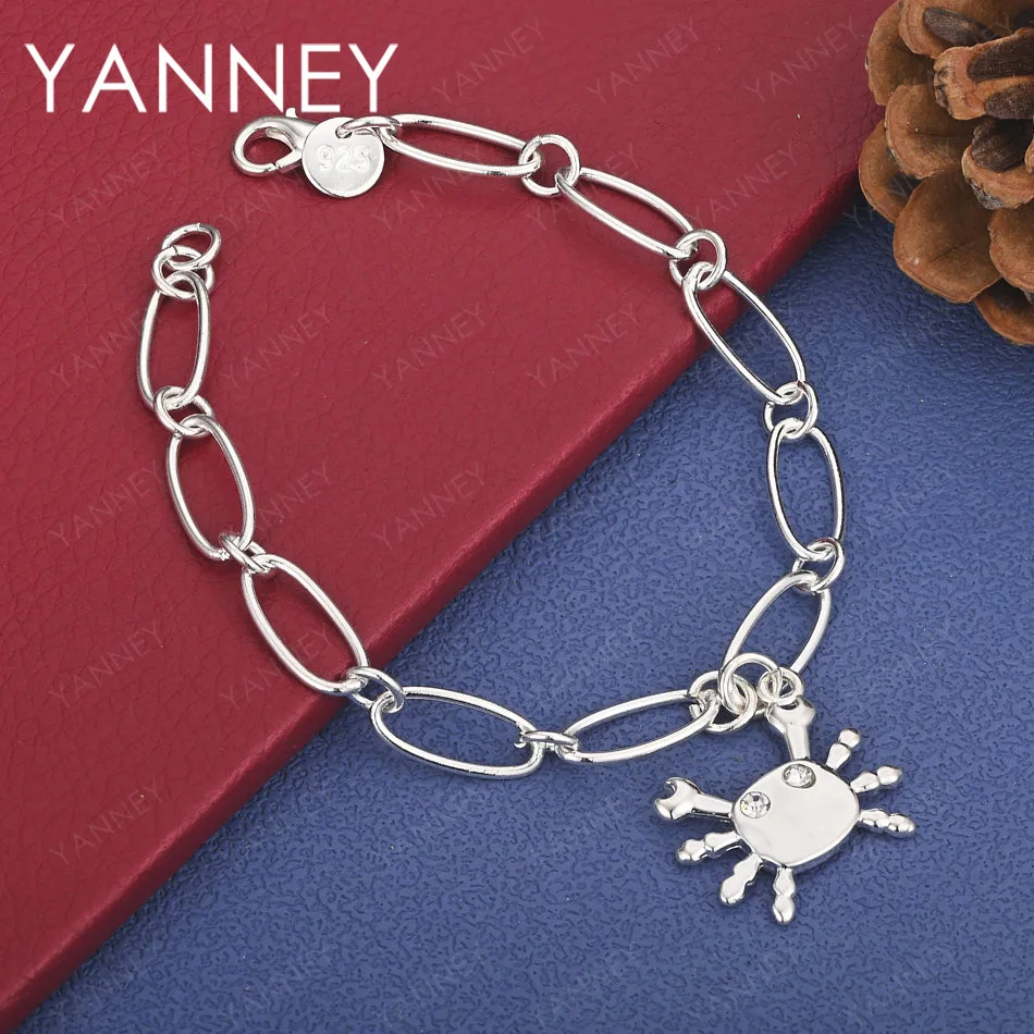 

Стерлингового Серебра 925 пробы, 8-дюймовый милый браслет с крабом, женская мода, свадебная вечеринка