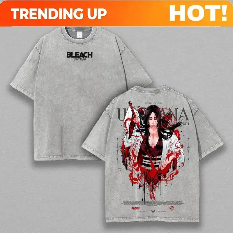 Customization Shirt Unohana Bleach Vintage Tee – Washed Oversize Anime Shirt, First Kenpachi Graphic Heavy Cotton