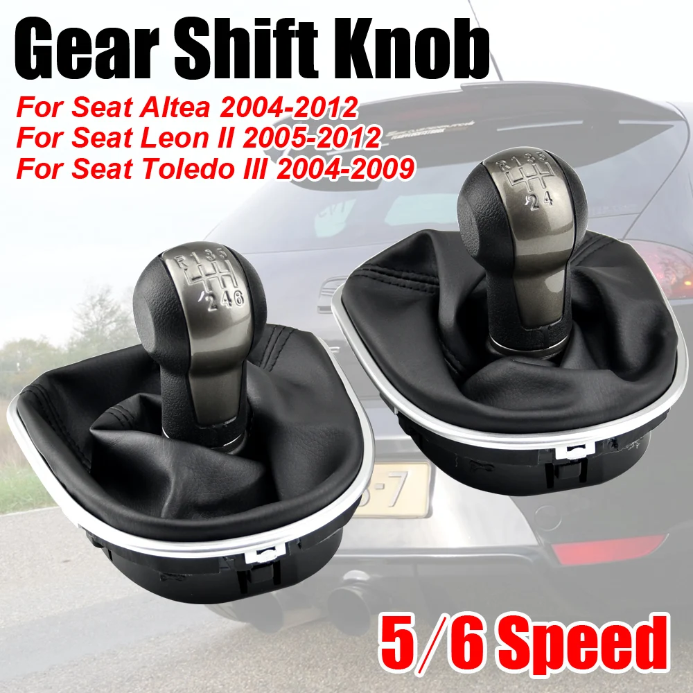 

For Seat Altea 04-12 Leon II 05-12 Toledo III 04-09 Car-Stying 5 6 Speed Car Gear Stick Shift Knob With Leather Boot