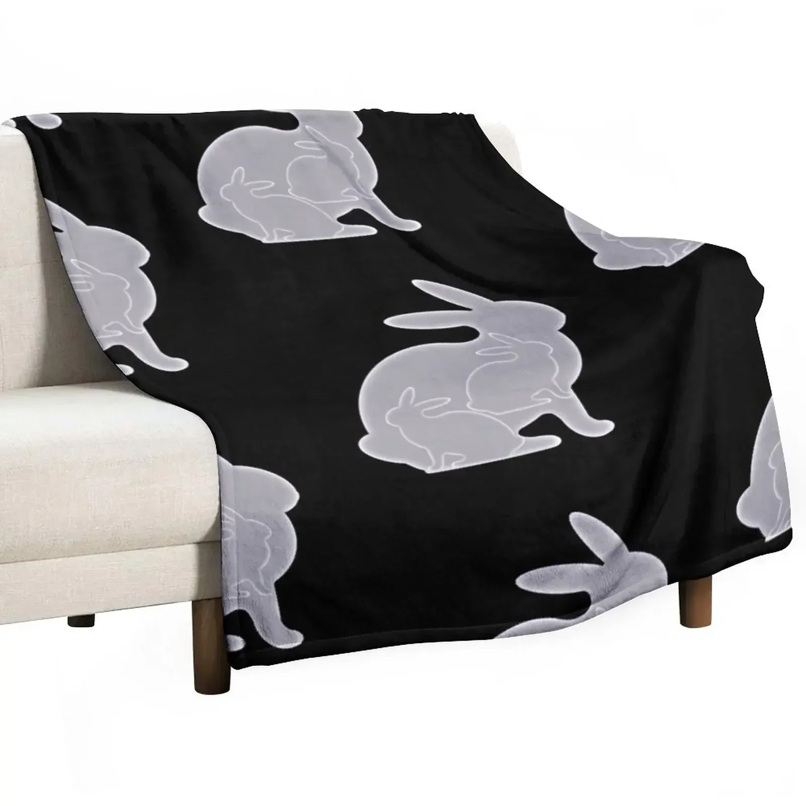 Black and White Rabbit Triads Throw Blanket Thermal valentine gift ideas Plush Blankets