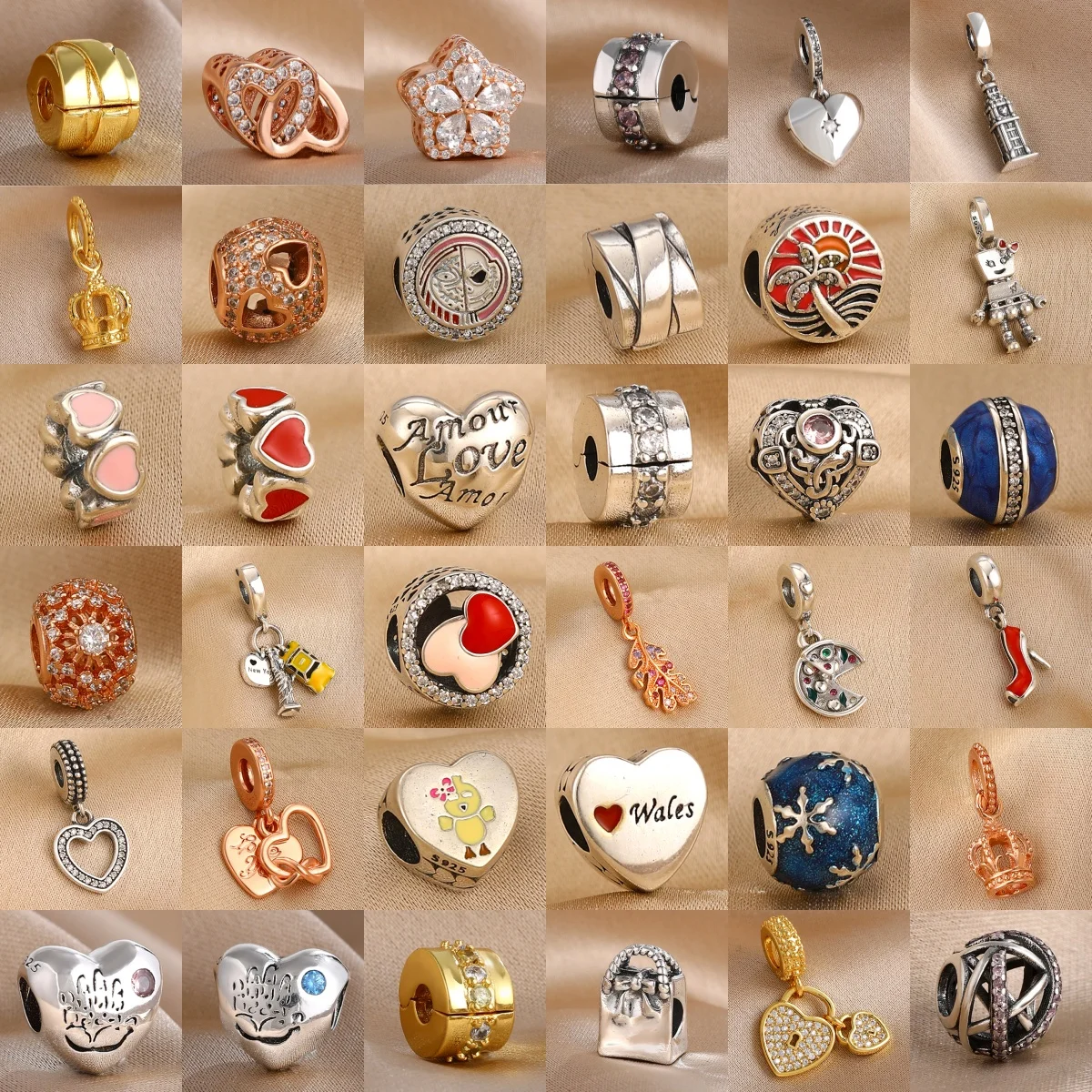 Charm Hot Sales 925 Silber Original Charms Perlen passend für Anhänger-Charm-Armbänder für Frauen DIY Feinschmuckherstellung