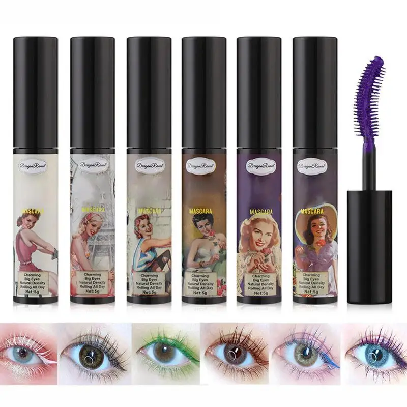 

Color Mascara Colorful Silk Fiber Mascara Waterproof Fast Dry Eyelashes Eye Lashes Blue Green Red Purple Black White Ink Mascara