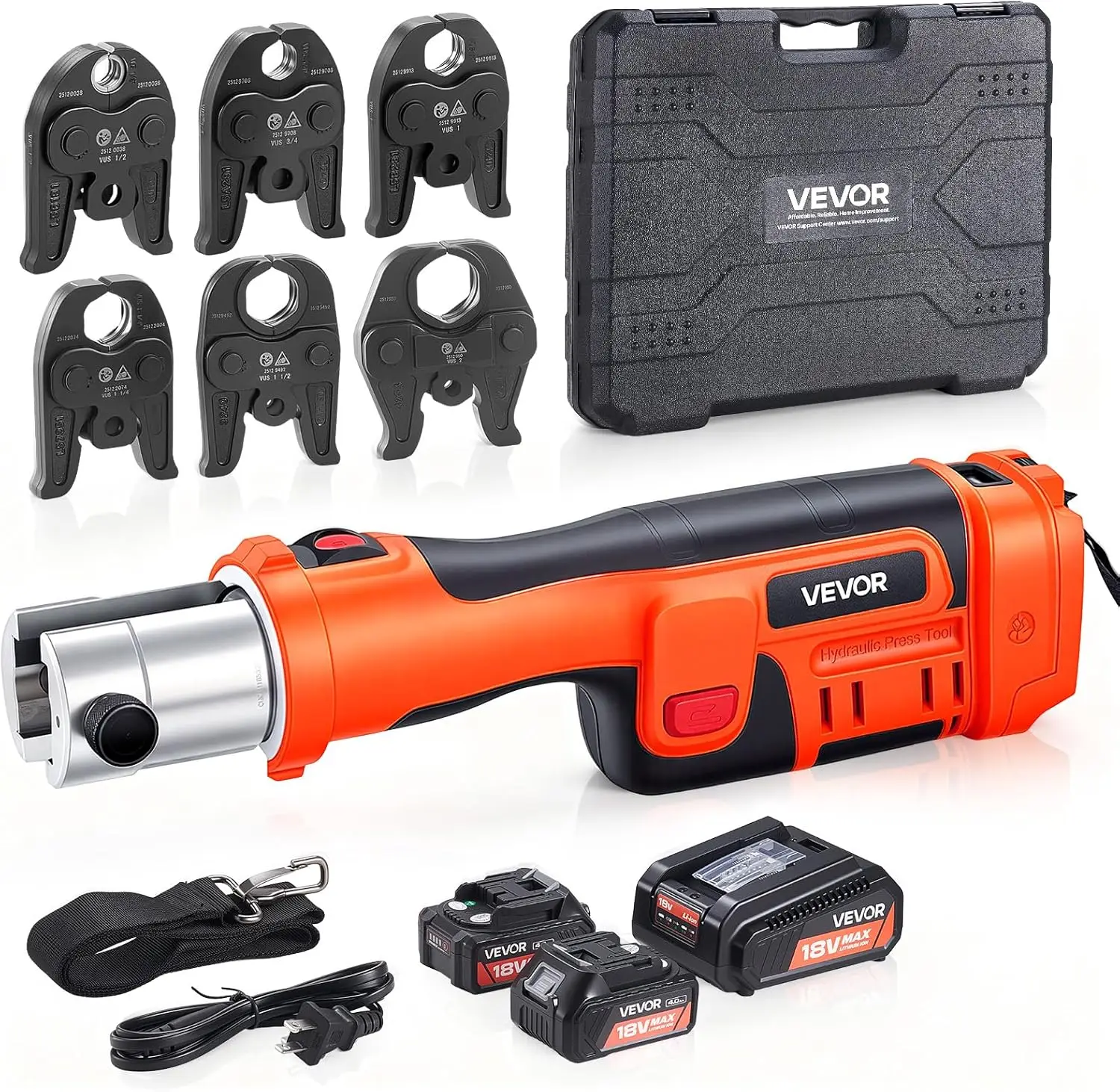 

ProPress Tool, 18V Electric Pipe Crimping Tool for 1/2", 3/4", 1", 1-1/4", 1-1/2", 2" Copper Pipes, 32KN Pro Press Tool 6 VUS