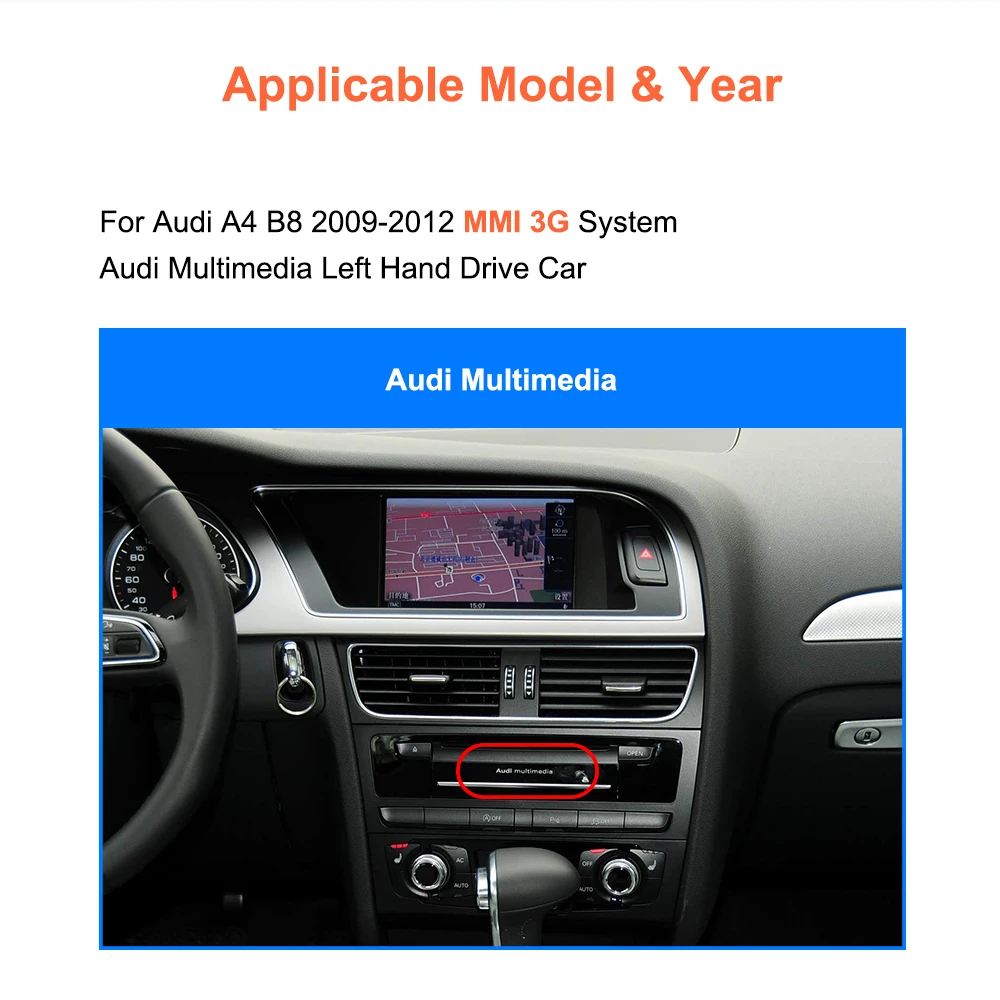 BONROAD 8,8 zoll Drahtlose Carplay Android auto Multimedia Player Auto Radio Für Audi A4 B8 2009-2012 GPS BT stereo – Detail 2