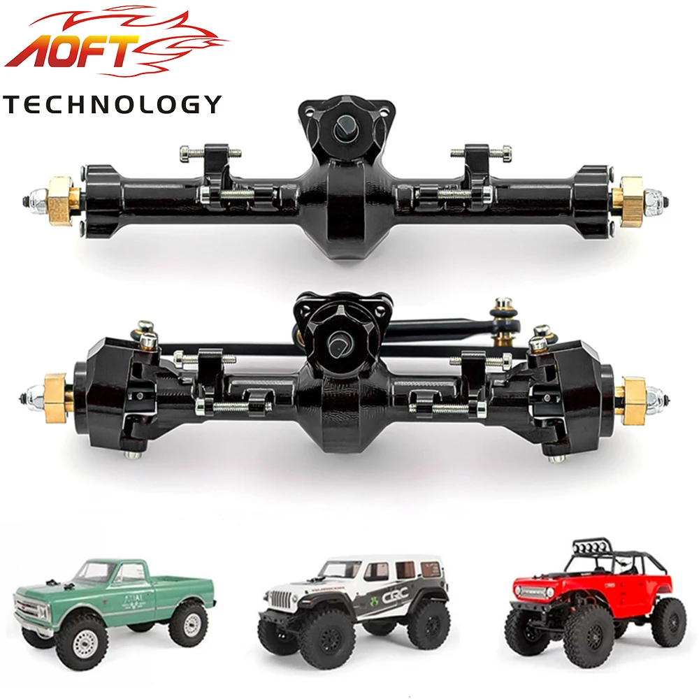 Retrofit CNC Front and Rear Axle Set Straight Axle Version for 1/24 Axial SCX24 90081 AXI00005 C10 AXI00006 AXI00002 Upgrade Kit