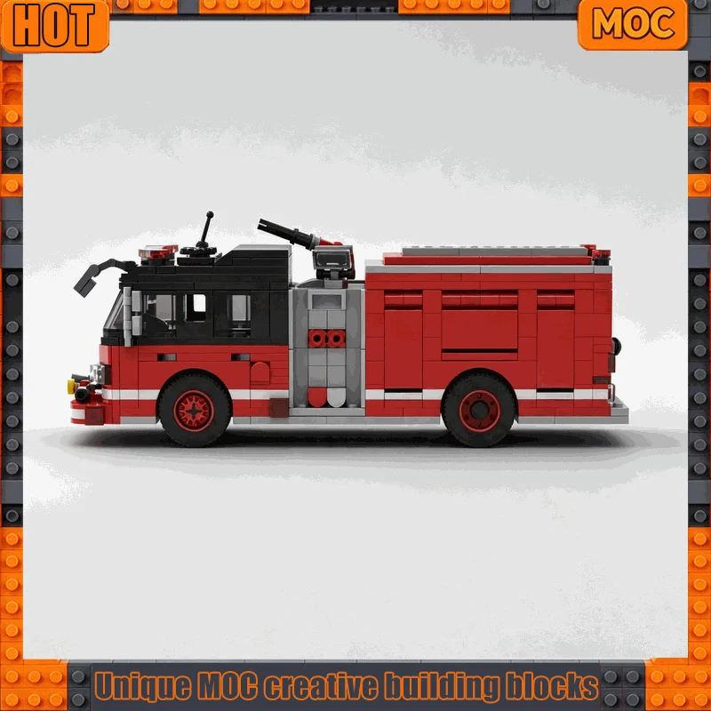 649PCS Modern Heavy Duty Fire Rescue Truck Vehicle Model Custom Building Blocks Creative MOC DIY City Transport Birthday Gift