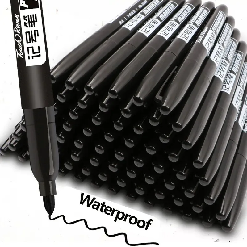 10 PCS Permanent Marker Pen Manga Drawing Markers Black Blue Red Waterproof Ink Sketch Pens Stationery Art School Supplies