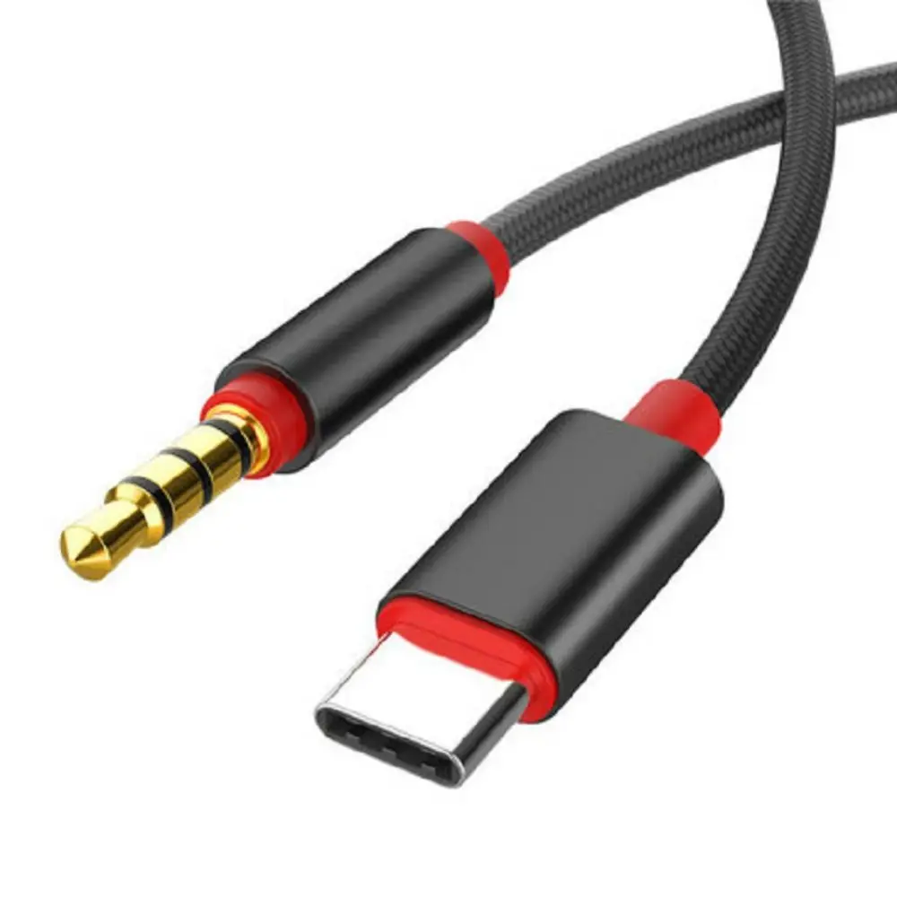 Nylon Braid Type-C To 3.5mm Audio Cable In-car 1 Meter Jack AUX Cable Adaptor Clear Sound Quality Stable Transmission