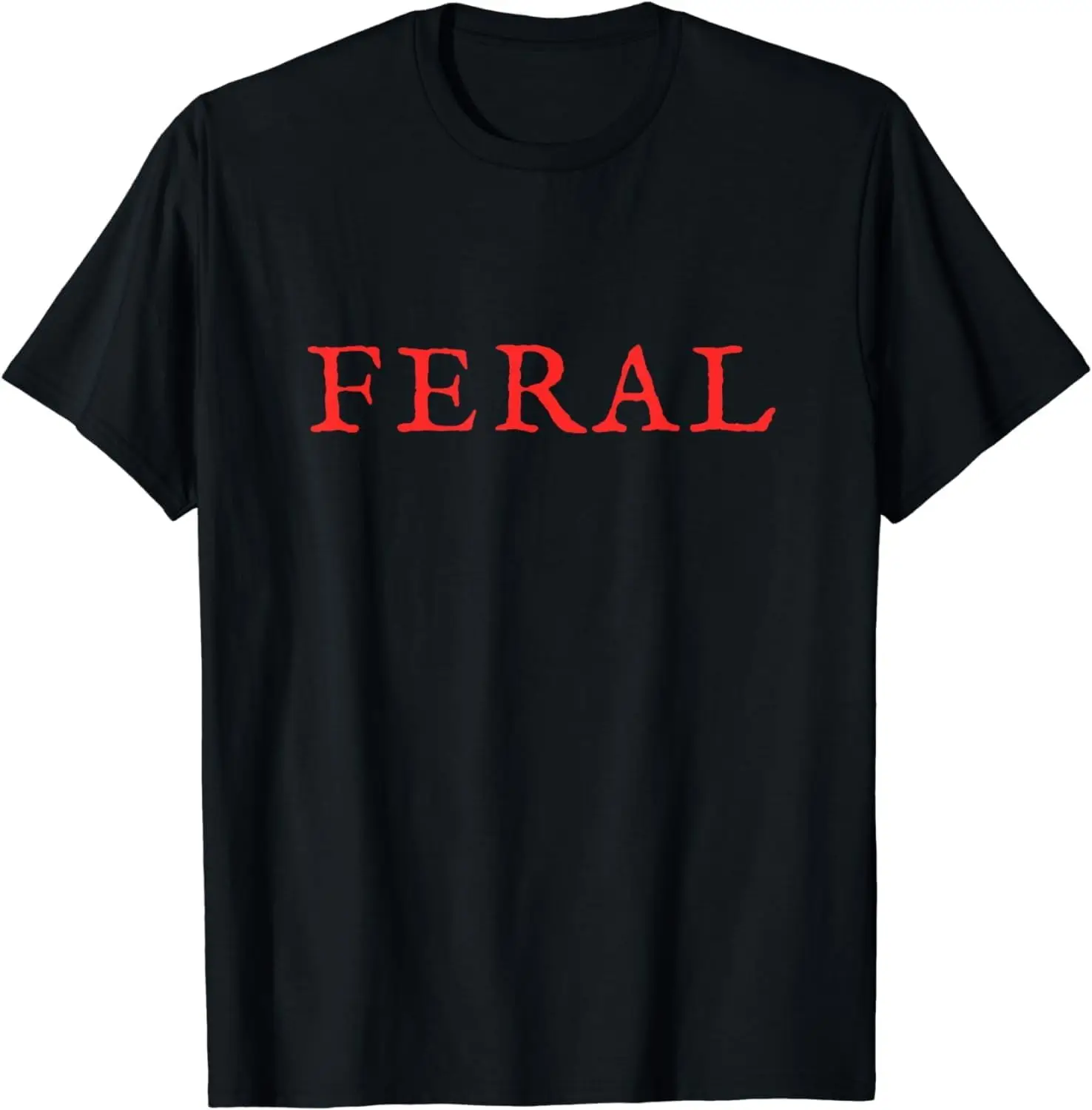 

Feral Red Letter Crew Neck Casual Short Sleeve Print Funny Designer Shirt Vintage Summer Graphic T-Shirt for Women