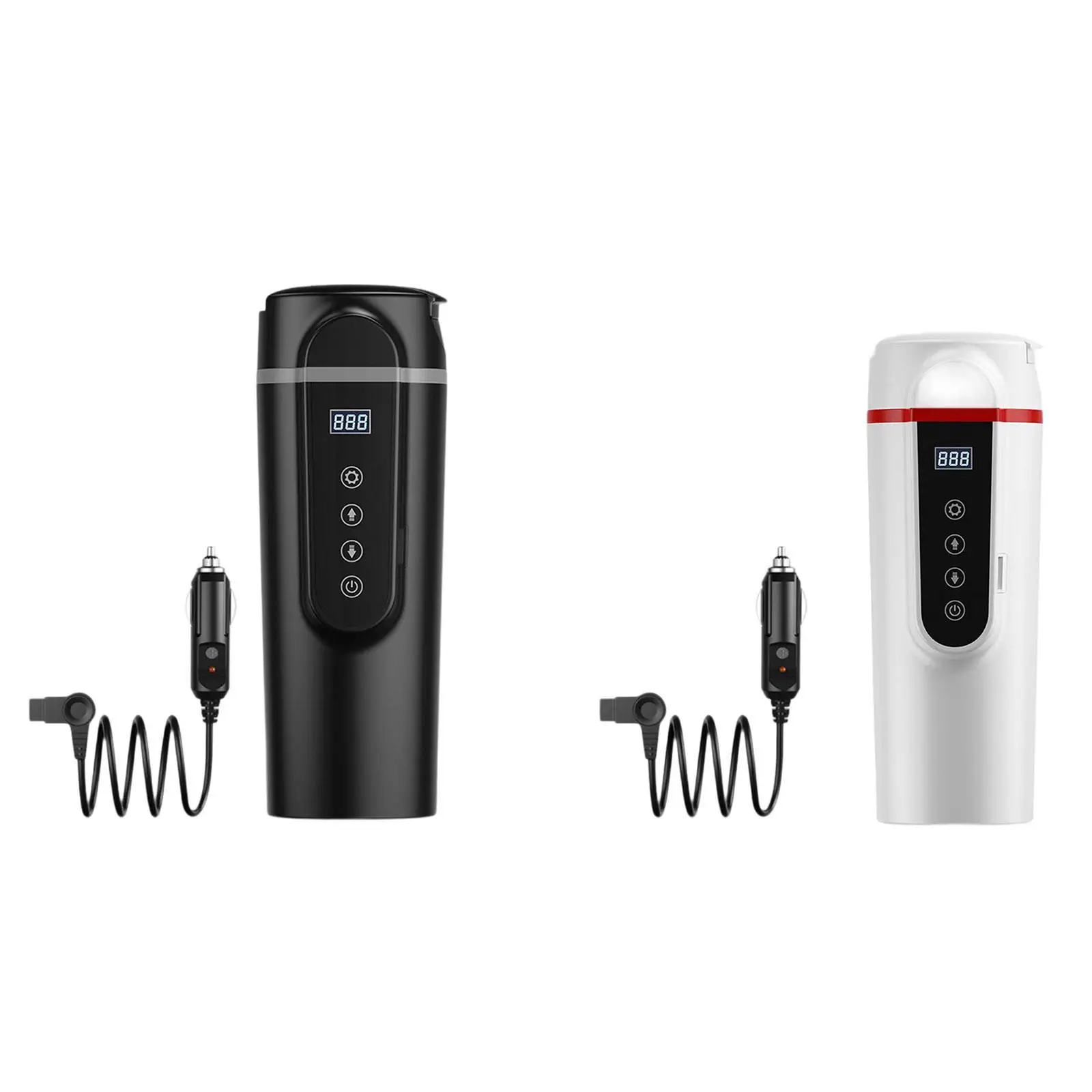 Stainless Steel Electric Car Kettle 12V 24V Portable Heating Cup Hot Water Boiler Travel Mug with LED Display for Camping Coffee