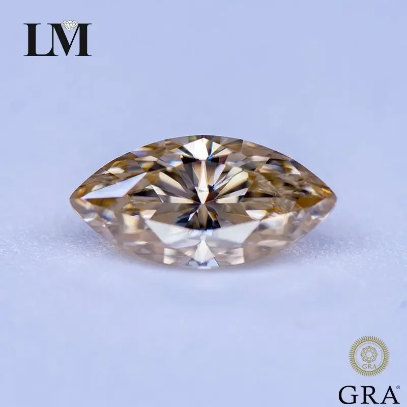 

Moissanite Stone Tea Yellow Natural Color Marquise Cut Lab Grown Diamond For Jewelry Rings Earrings Making With GRA Certificate