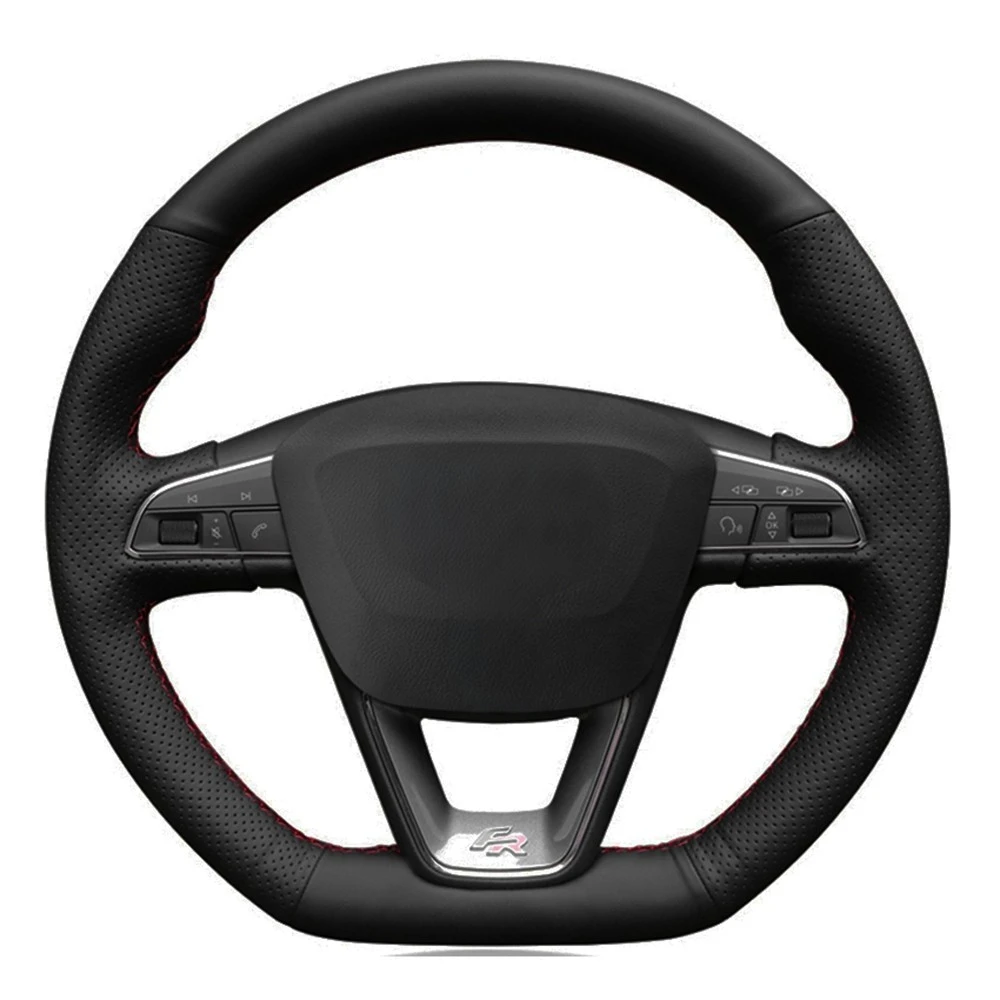 Car Steering Wheel Cover DIY Black Artificial Leather For Seat Leon Cupra Leon ST Cupra Leon ST Cupra Ateca Cupra Ateca FR