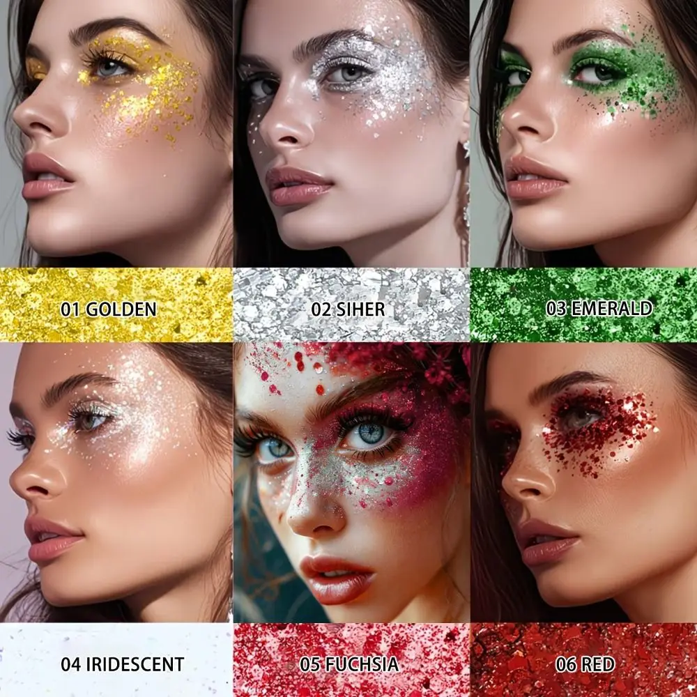 Holographic Iridescent Glitter Sequins Flakes Mermaid Mirror Sparkle Decorations Shimmer Multicolor Face Body Eyeshadow Gel