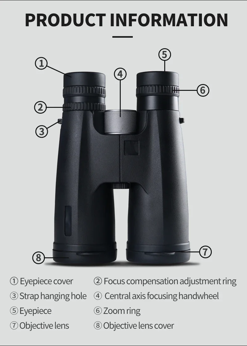 Binóculos ao ar livre impermeável longa distância Zoom, Bird Watching Telescope, novo design, 10-20x50