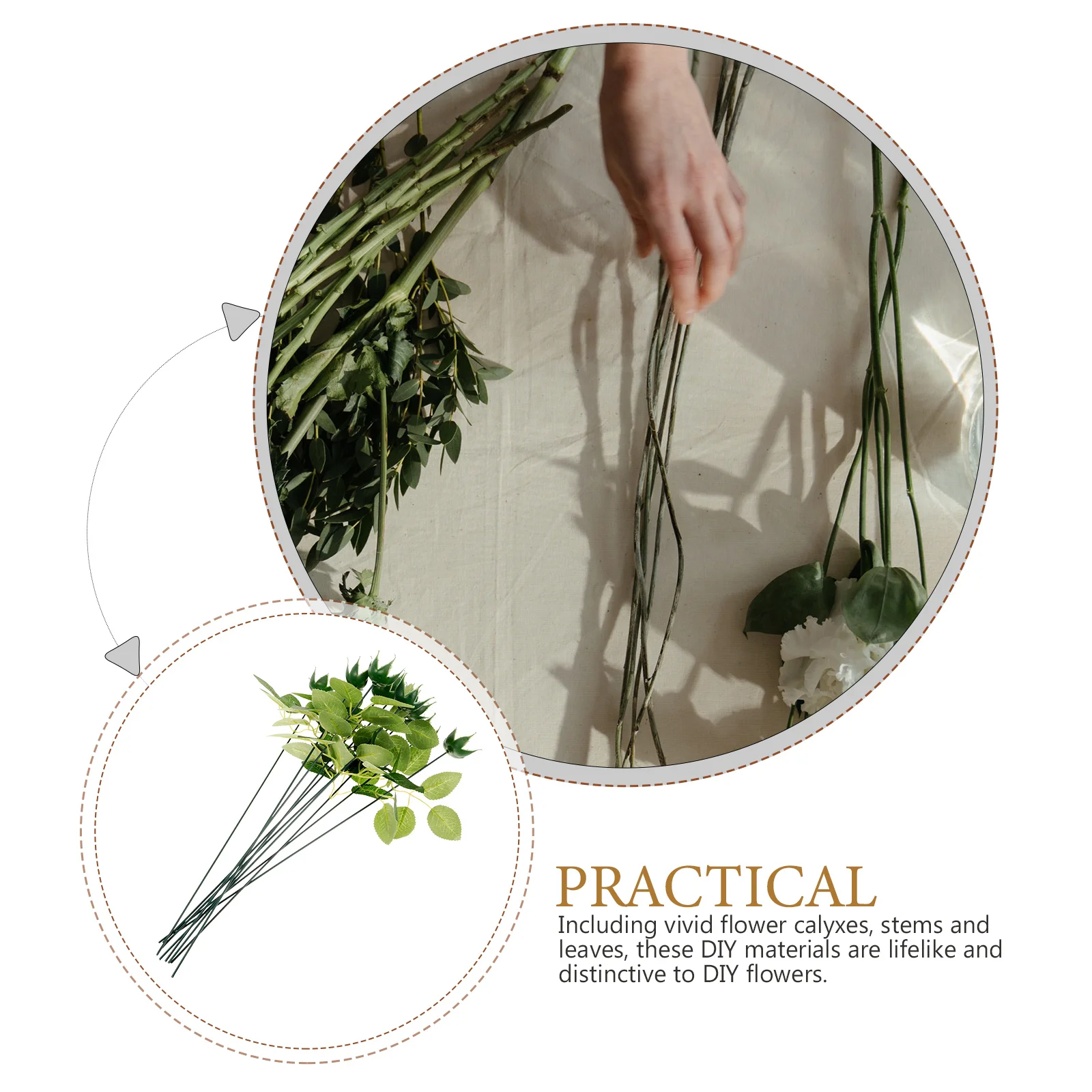 

1 set Artificial Flower Stems Leaves Calyxes DIY Plastic Materials Floral Arrangement Supplies Decorative Long Lasting