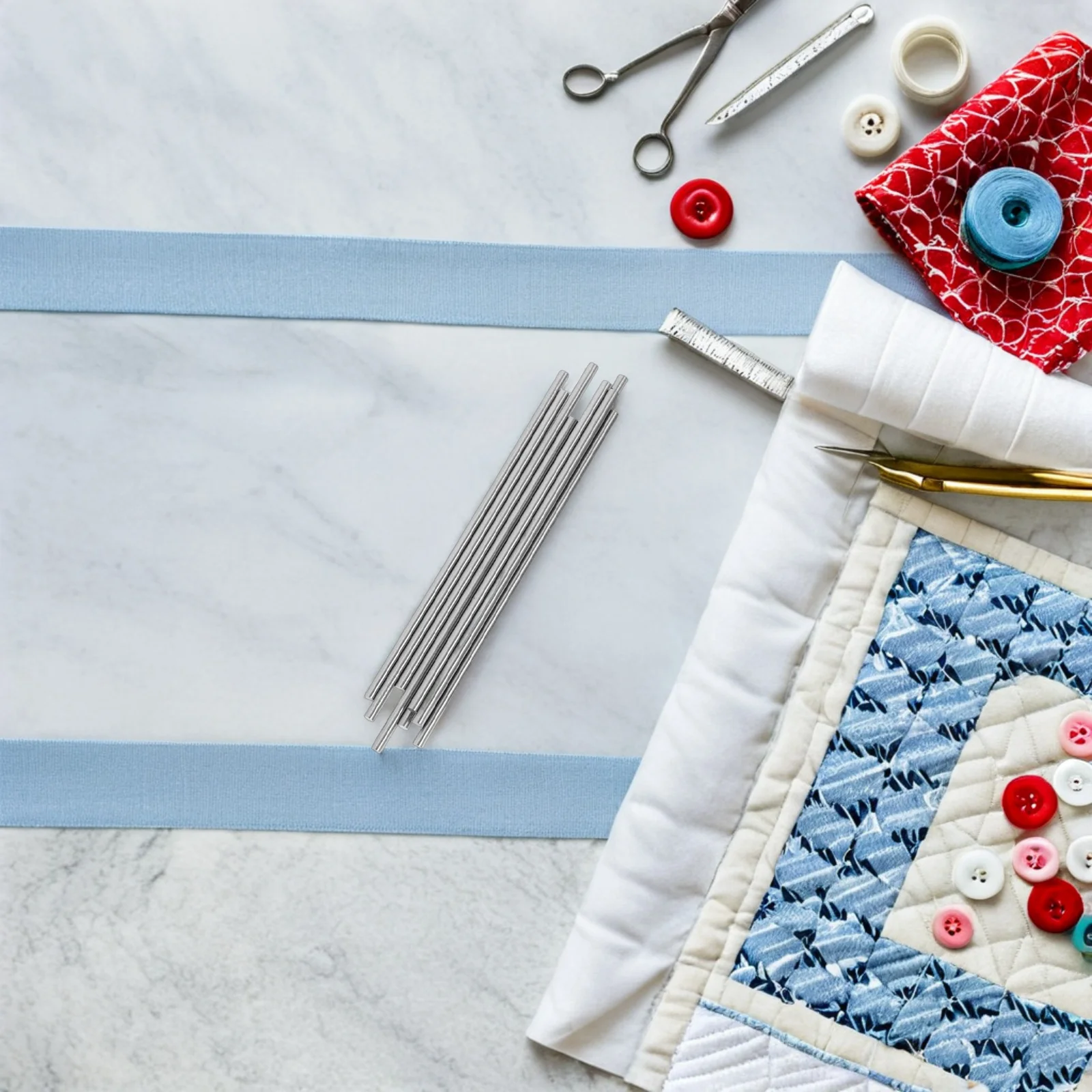 20Pcs Metal Blocking Rods 5.89inch for Crochet Knitting Projects Secure Hold Smooth Finish Yarn Protection Pins Set